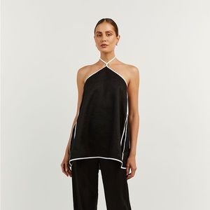 AIDEN BLACK LINEN BINDING TUNIC